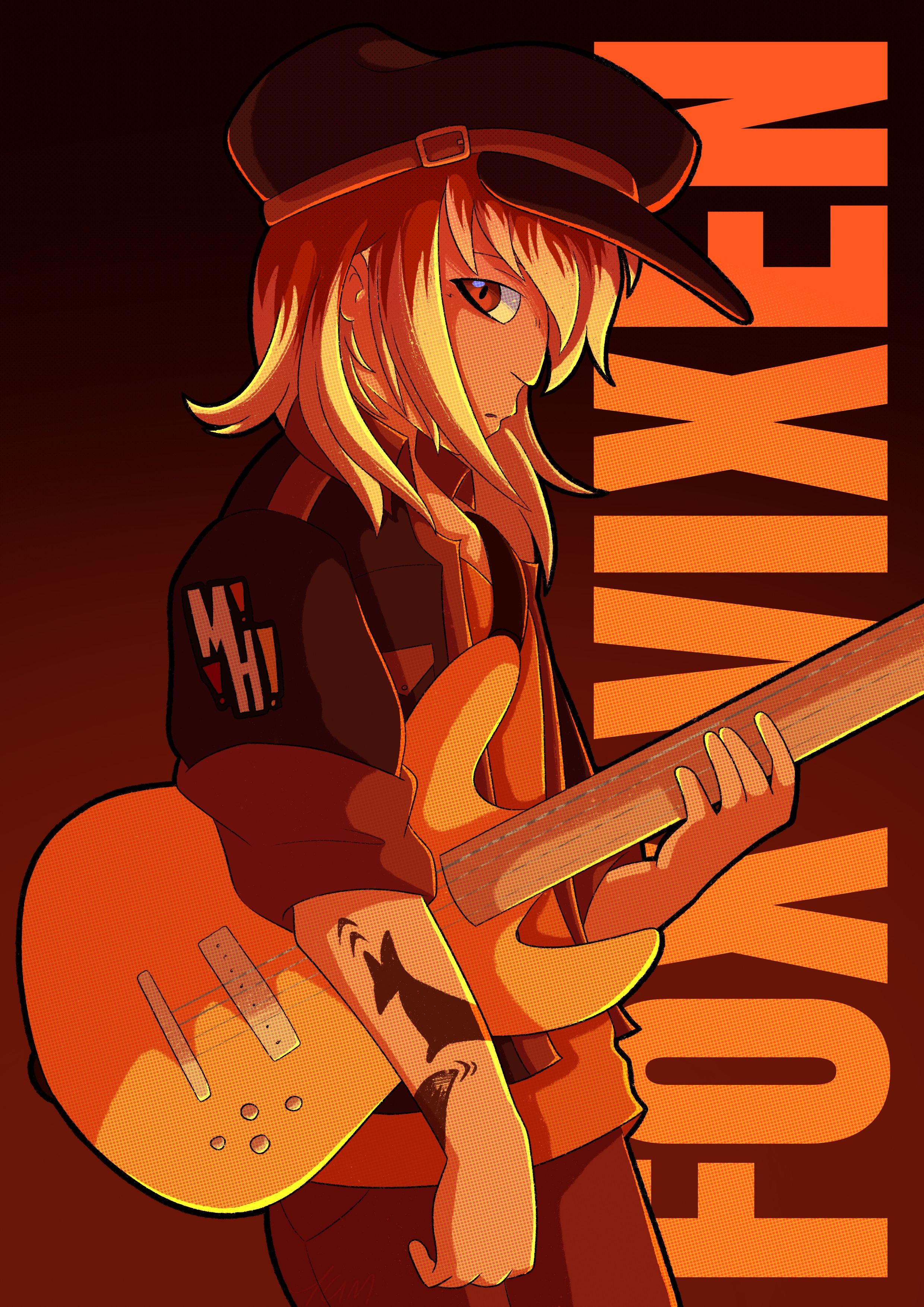 Fox with guitar, artwork from Mass Hysteria