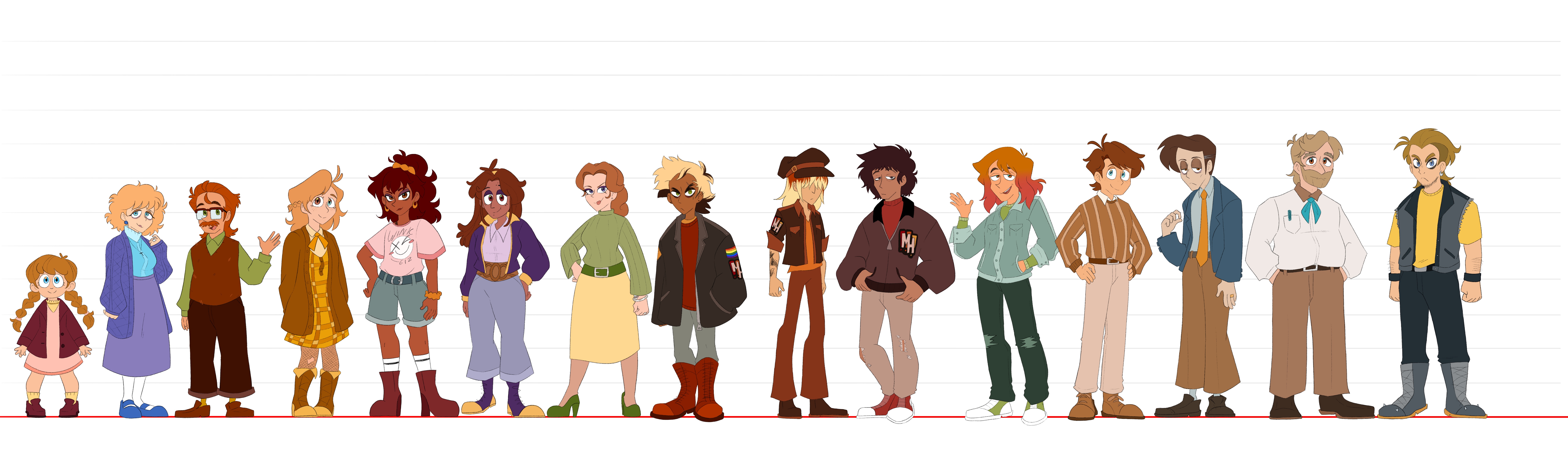 Character height chart, artwork from Mass Hysteria