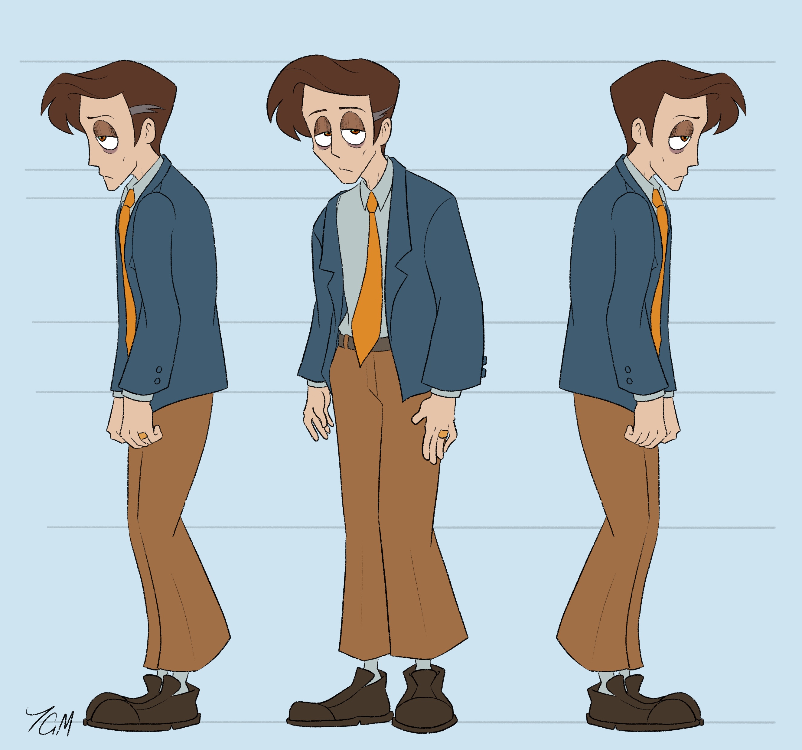 Adam character turnaround, artwork from Mass Hysteria