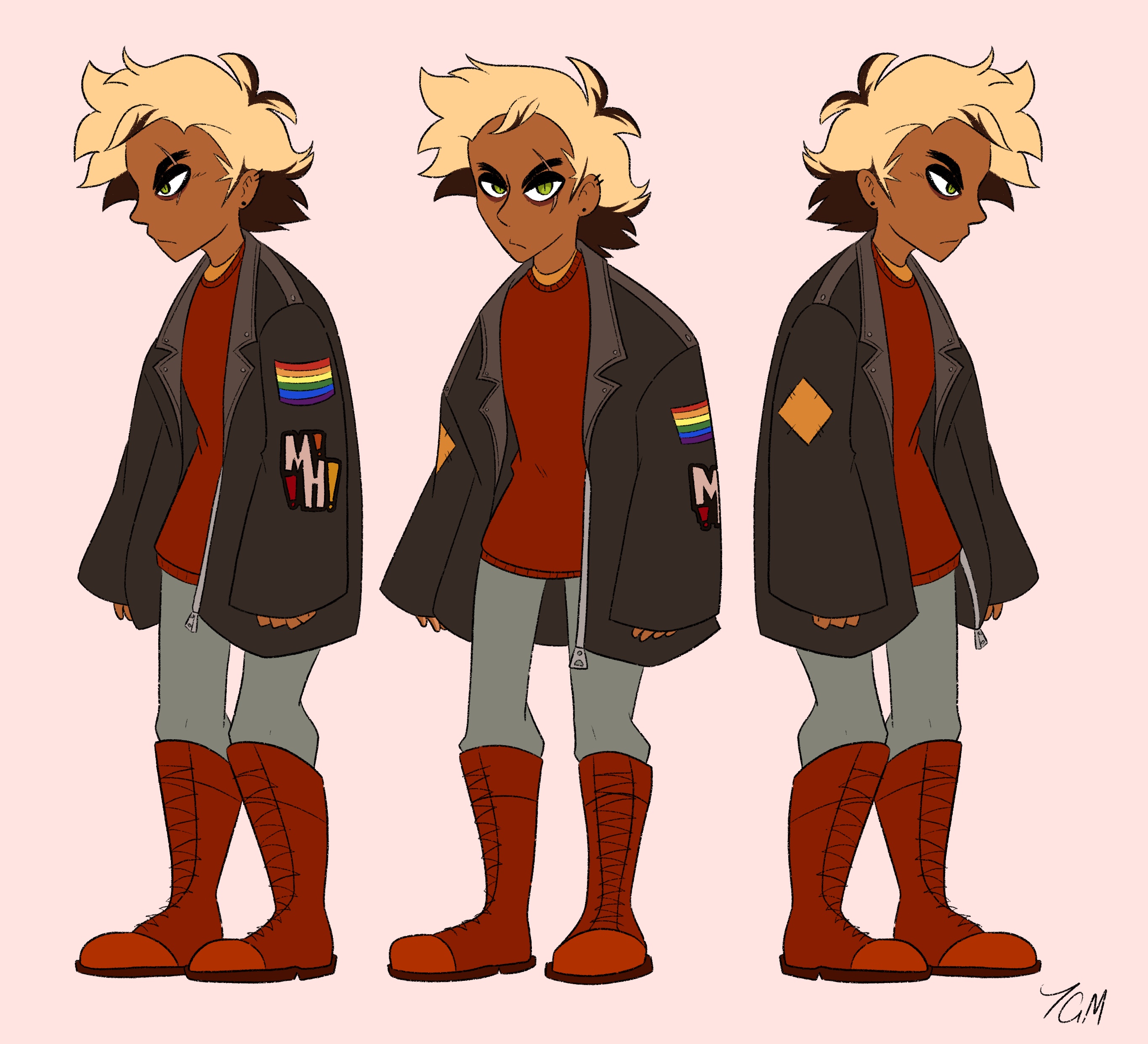 Phoenix character turnaround, artwork from Mass Hysteria