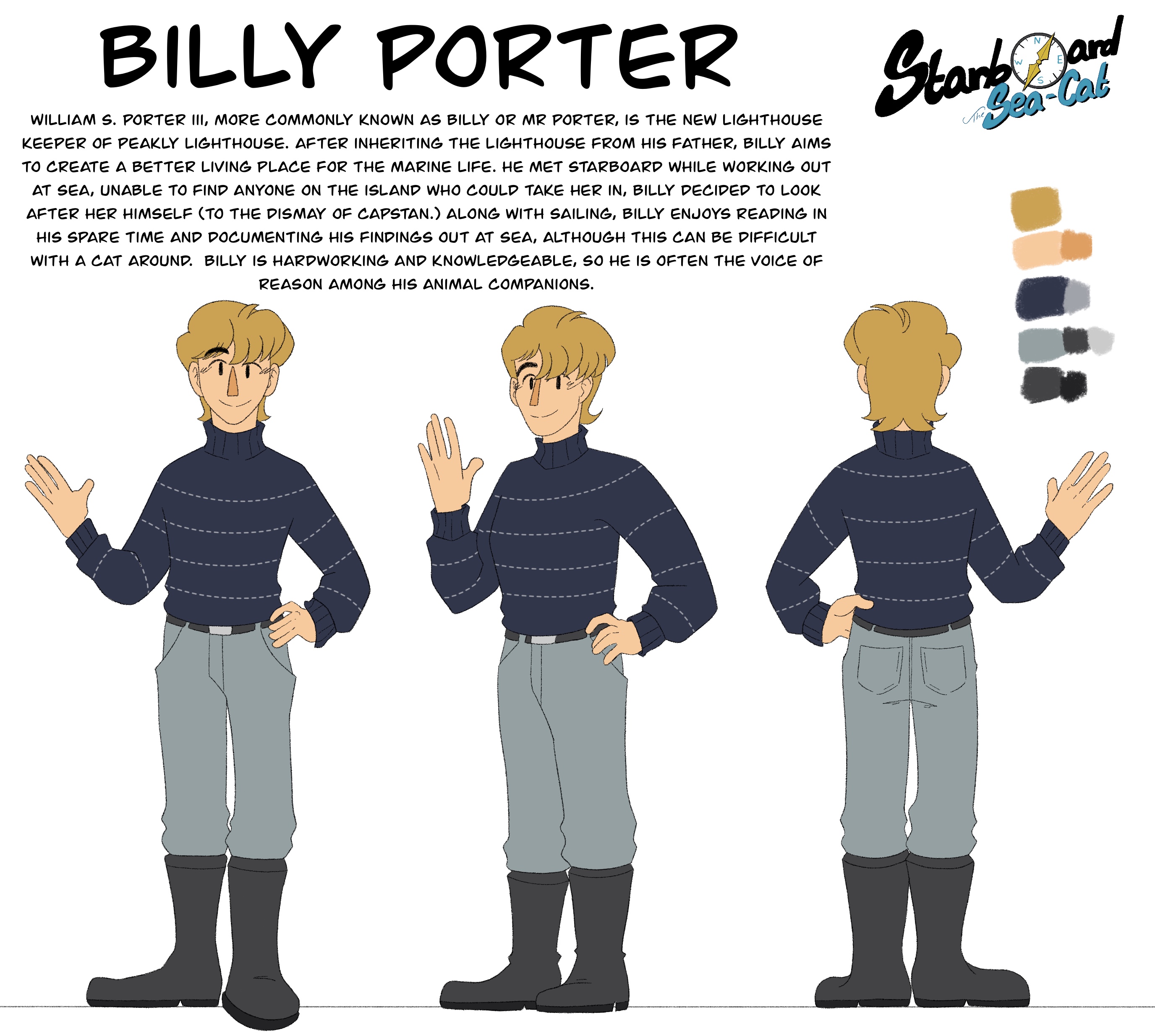 Billy character sheet, artwork from Starboard the Sea-Cat