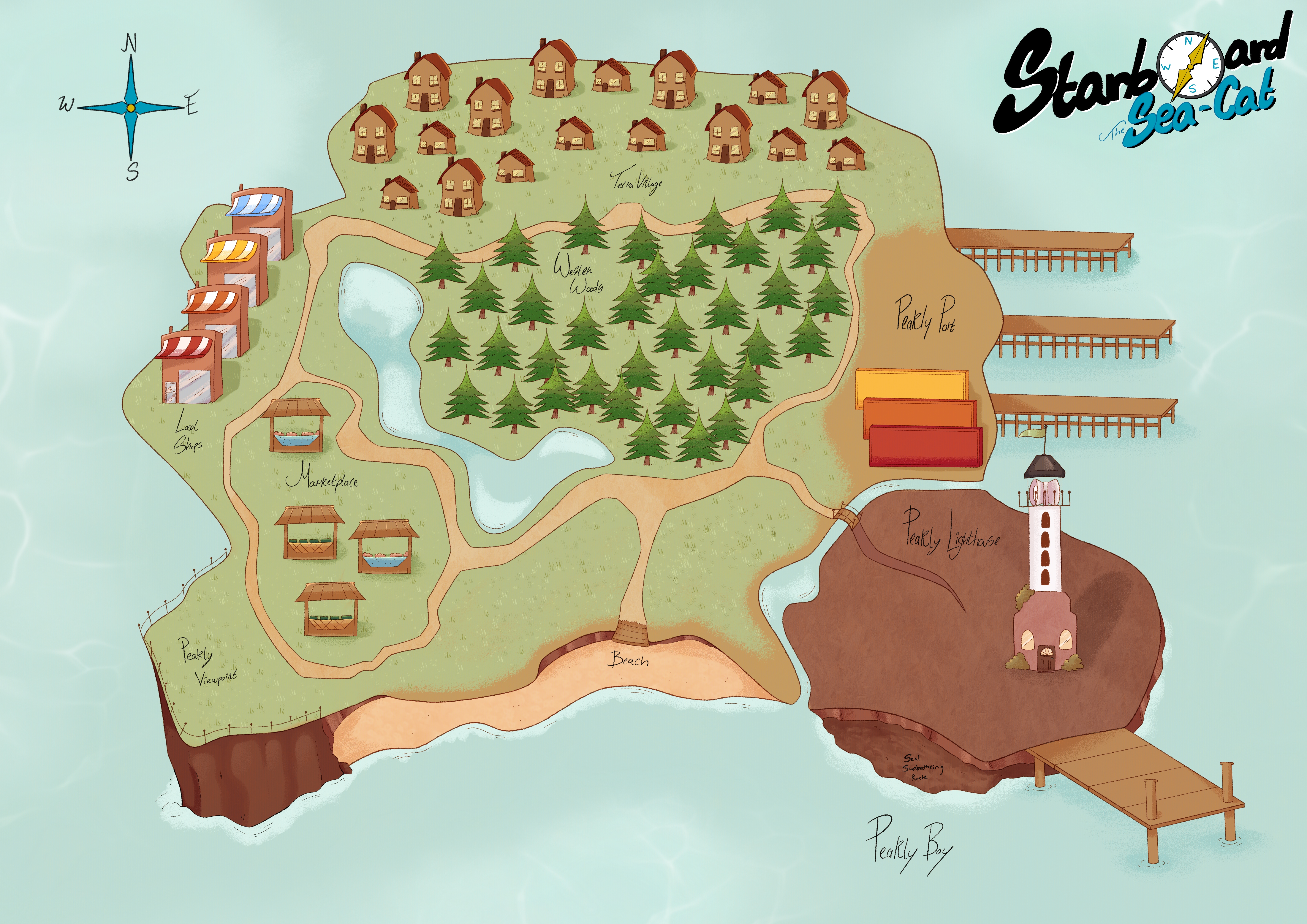 Peakly Bay map, artwork from Starboard the Sea-Cat